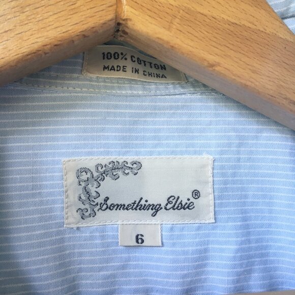 Blue & White Pinstripe Button Down with Pleated Tuxedo Front / FLASH SALE - Picture 4 of 5